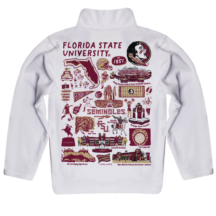 Florida State Seminoles Hand Sketched Vive La Fete Impressions Artwork White Boys Quarter Zip Pullover V1