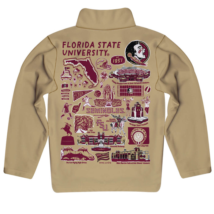 Florida State Seminoles Hand Sketched Vive La Fete Impressions Artwork Gold Boys Quarter Zip Pullover V1