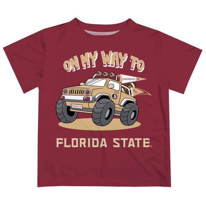 Florida State Seminoles Vive La Fete Monster Truck Boys Game Day Garnet Short Sleeve Tee