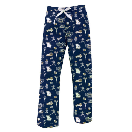 Georgia Southern Eagles Repeat Print Hand Sketched Vive La Fete Impressions Artwork Womens Navy Lounge Pants