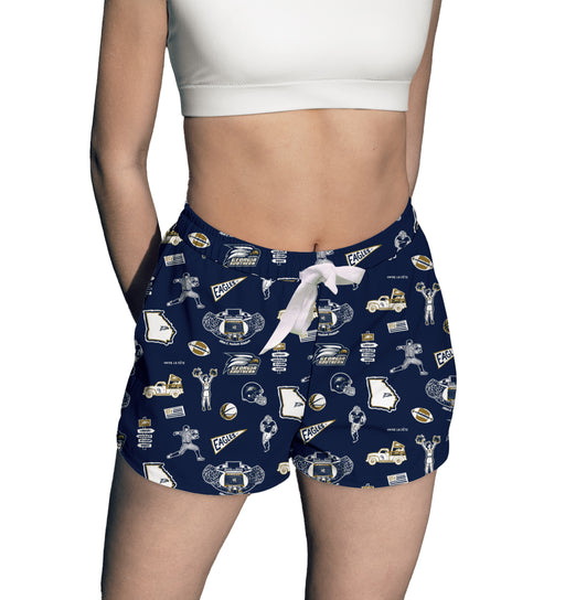 Georgia Southern Eagles Repeat Print Hand Sketched Vive La Fete Impressions Artwork Womens Navy Lounge Shorts