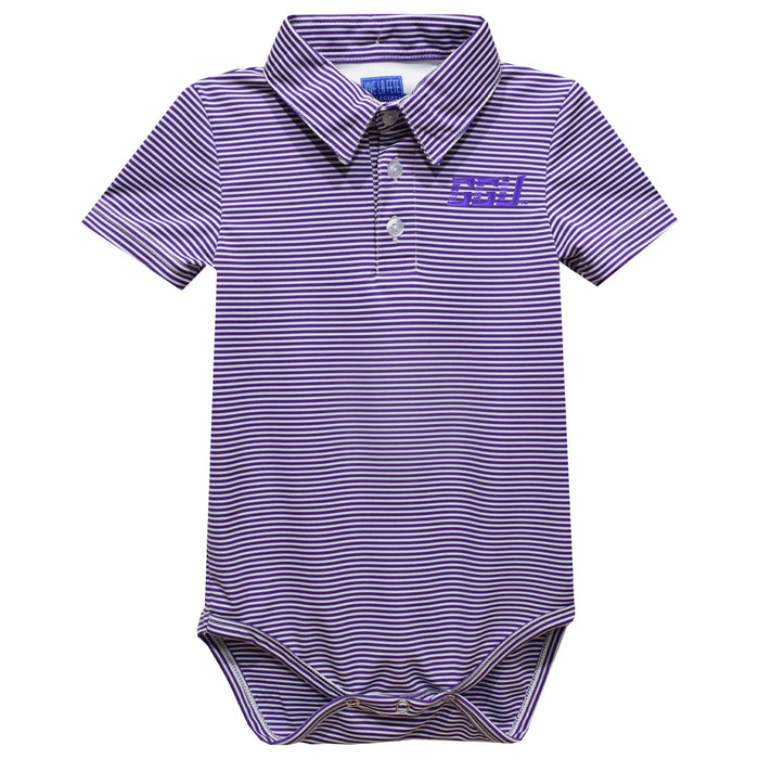 Grand Canyon University GCU Lopes Embroidered Purple Stripe Knit Boys Polo Bodysuit