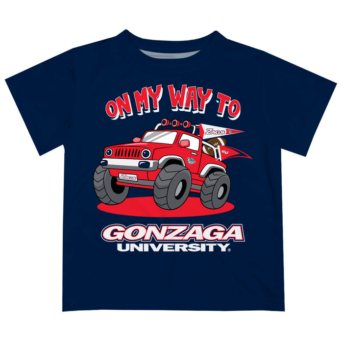 Gonzaga University Bulldogs Zags GU  Vive La Fete Monster Truck Boys Game Day Blue Short Sleeve Tee