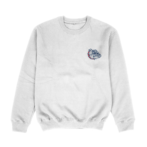 Gonzaga University Bulldogs Zags GU Hand Sketched Vive La Fete Impressions Artwork Womens  White Crewneck Sweatshirt