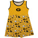 Grambling State Tigers GSU Sleeveless Tank Dress Girls Gold Repeat Print Hand Sketched Vive La Fete Impressions