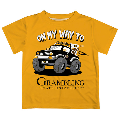 Grambling State Tigers GSU  Vive La Fete Monster Truck Boys Game Day Gold Short Sleeve Tee