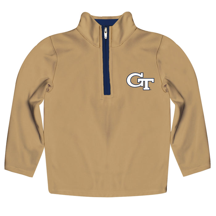 Georgia Tech Yellow Jackets Hand Sketched Vive La Fete Impressions Artwork  Gold Quarter Zip Pullover V1