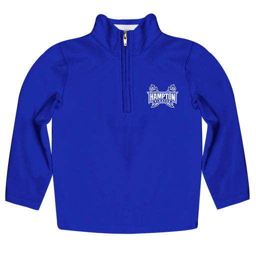 Hampton University Pirates Vive La Fete Game Day Solid Blue Quarter Zip Pullover Sleeves