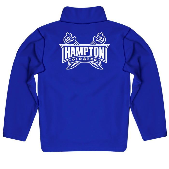 Hampton University Pirates Vive La Fete Game Day Solid Blue Quarter Zip Pullover Sleeves