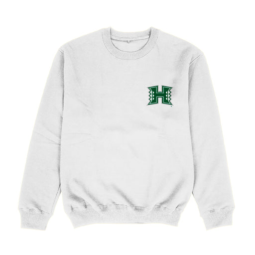 Hawaii Rainbow Warriors Hand Sketched Vive La Fete Impressions Artwork Womens  White Crewneck Sweatshirt