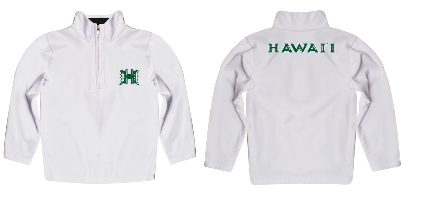 Hawaii Rainbow Warriors Vive La Fete Logo and Mascot Name Womens White Quarter Zip Pullover - Vive La Fête - Online Apparel Store