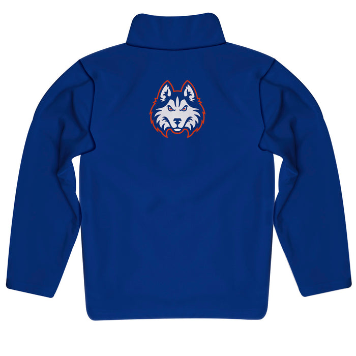 HCU Houston Christian Huskies Vive La Fete Game Day Solid Blue Quarter Zip Pullover Sleeves