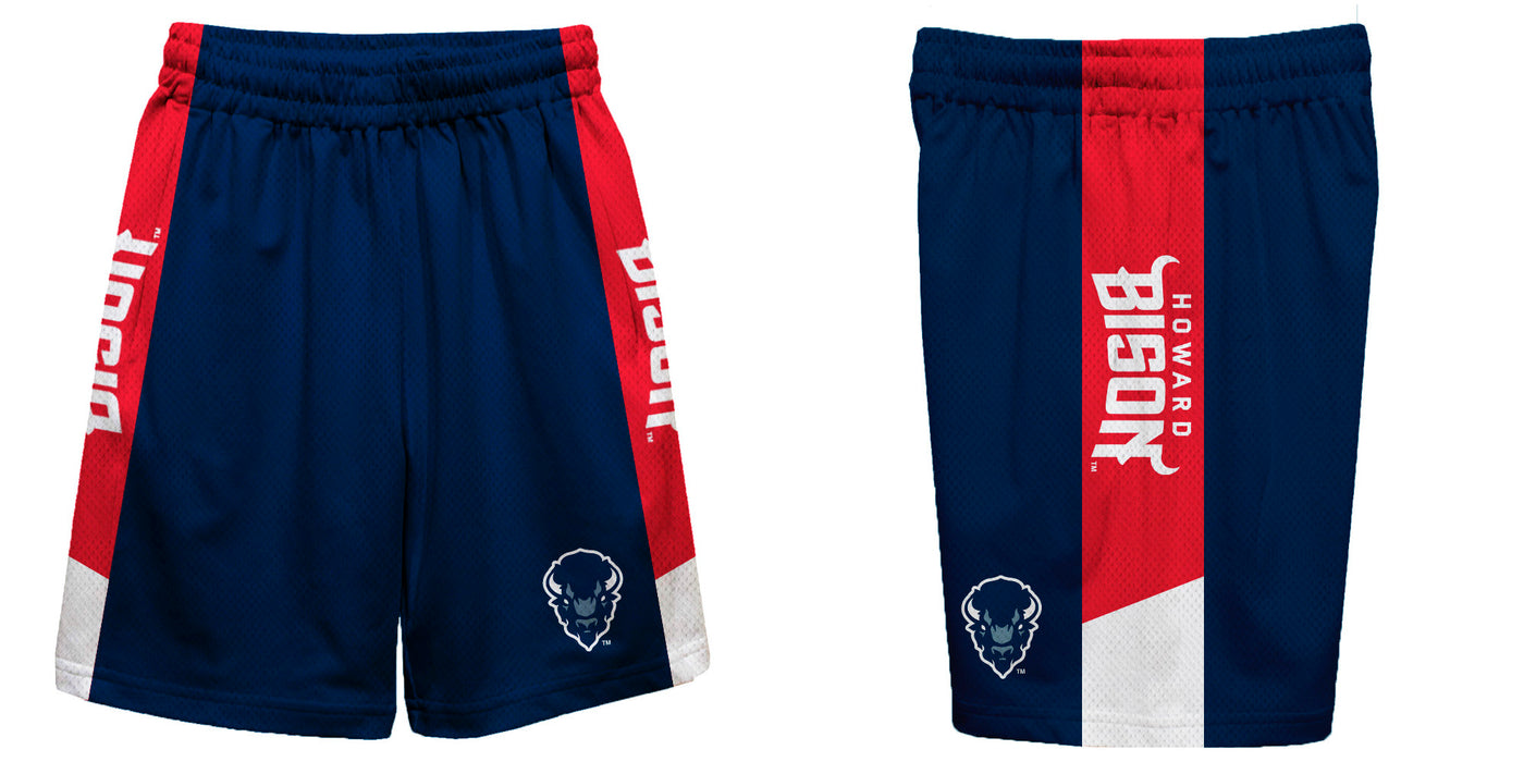 Howard Bison Vive La Fete Game Day Blue Stripes Boys Solid Black Athletic Mesh Short - Vive La Fête - Online Apparel Store