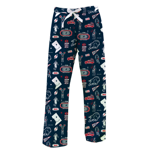 Howard University Bison Repeat Print Hand Sketched Vive La Fete Impressions Artwork Womens  Blue  Lounge Pants