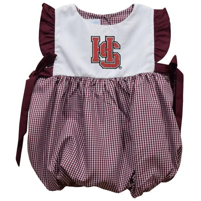 Hampden Sydney Tigers Embroidered Maroon Gingham Girls Bubble