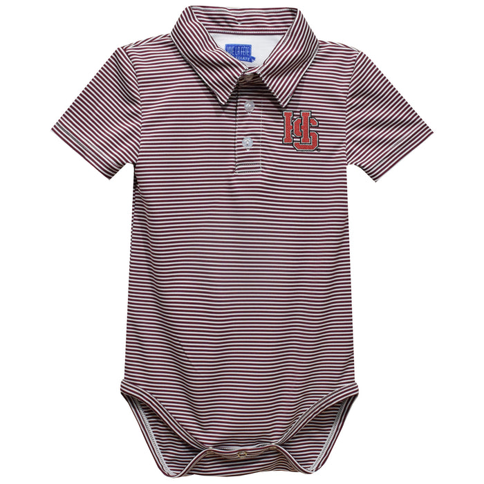 Hampden Sydney Tigers Embroidered Maroon Stripe Knit Boys Polo Bodysuit