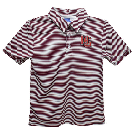 Hampden Sydney Tigers Embroidered Maroon Stripes Short Sleeve Polo Box Shirt