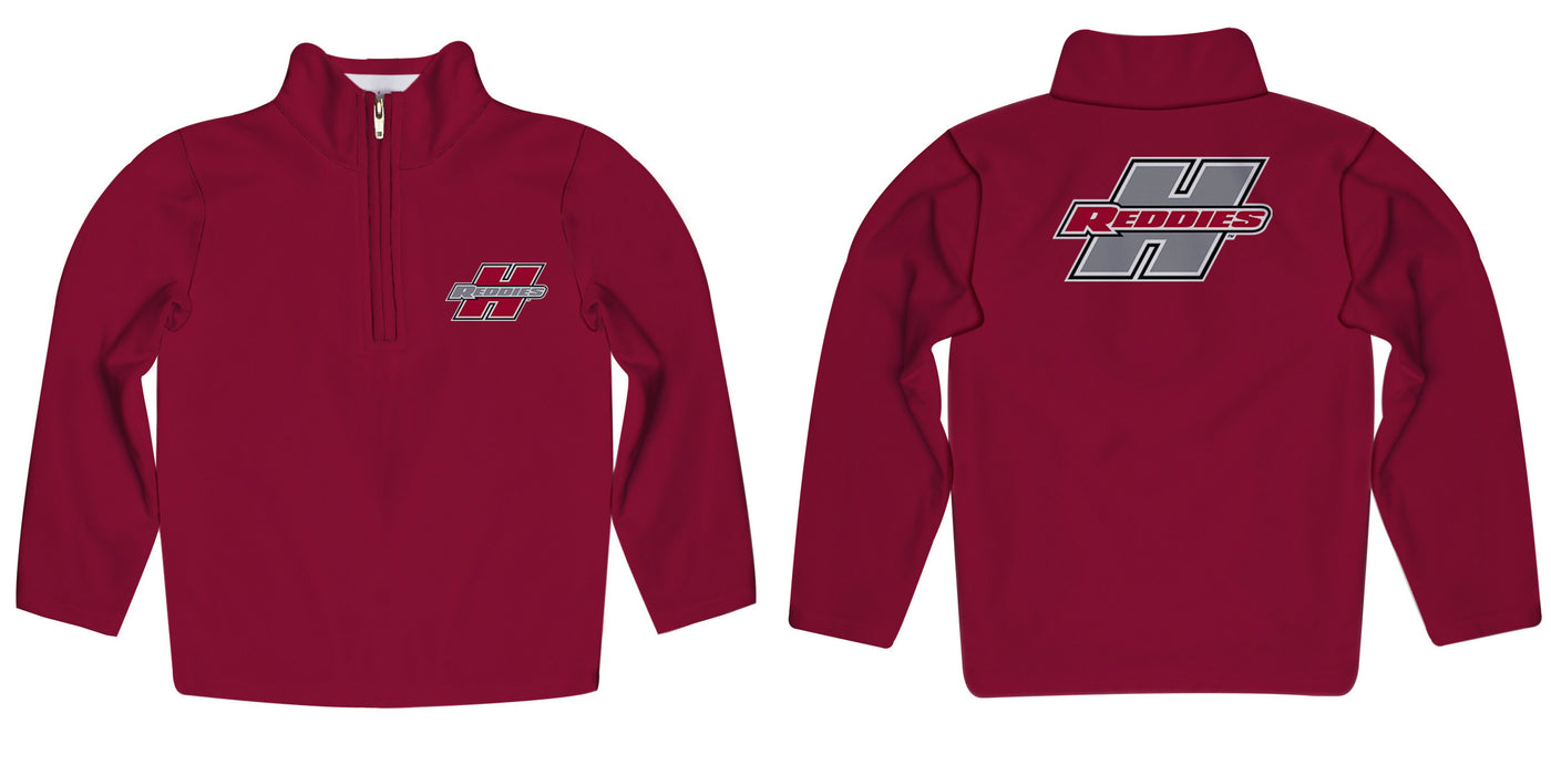 Henderson State Reddies Vive La Fete Game Day Solid Red Quarter Zip Pullover Sleeves