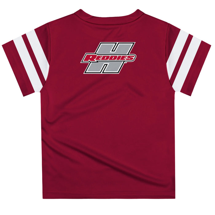 Henderson State Reddies Vive La Fete Boys Game Day Red Short Sleeve Tee with Stripes on Sleeves - Vive La Fête - Online Apparel Store