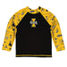 Idaho Vandals Repeat Print Hand Sketched Vive La Fete Impressions Artwork Black Yellow Long Sleeve Raglan Rashguard