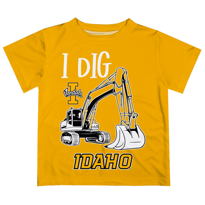 U of I Vandals Vive La Fete Excavator Boys Game Day Gold Short Sleeve Tee