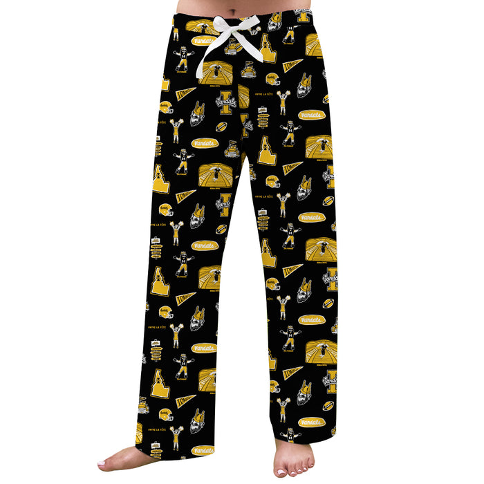 Idaho Vandals Repeat Print Hand Sketched Vive La Fete Impressions Artwork Womens Black Lounge Pants