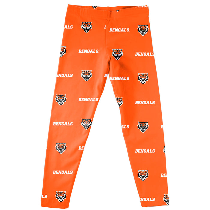 Idaho State Bengals ISU Vive La Fete Girls Game Day All Over Two Logos Elastic Waist Classic Play Orange Leggings Tights