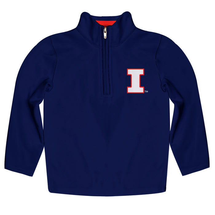 Illinois Fighting Illini Vive La Fete Game Day Navy Quarter Zip Pullover Sleeves