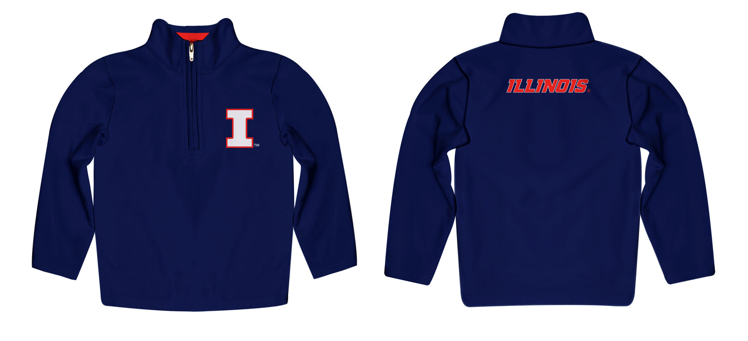 Illinois Fighting Illini Vive La Fete Game Day Navy Quarter Zip Pullover Sleeves