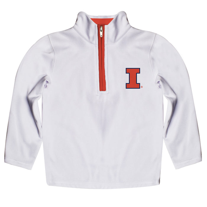 Illinois Fighting Illini Hand Sketched Vive La Fete Impressions Artwork  White Quarter Zip Pullover V1