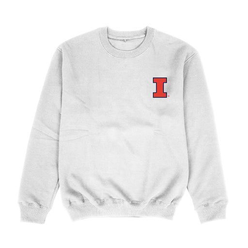 Illinois Fighting Illini Hand Sketched Vive La Fete Impressions Artwork Womens  White Crewneck Sweatshirt