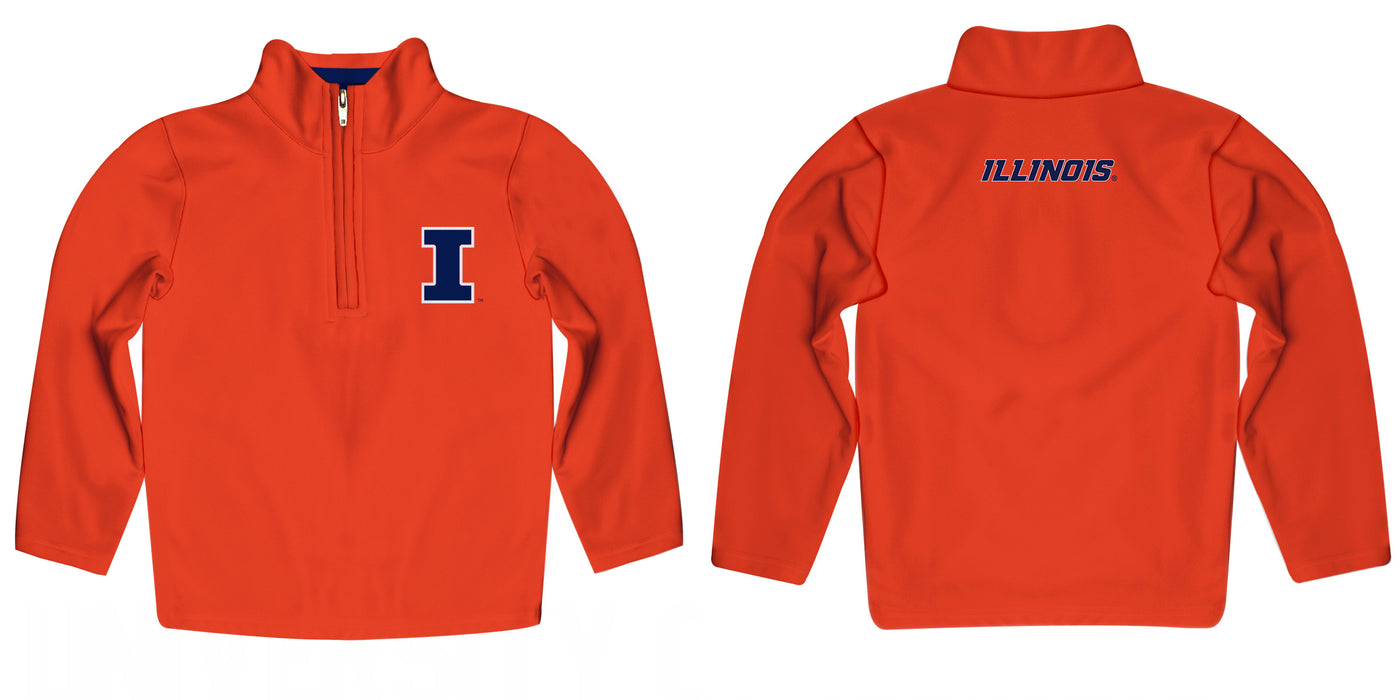 Illinois Fighting Illini Vive La Fete Logo and Mascot Name Womens Orange Quarter Zip Pullover - Vive La Fête - Online Apparel Store