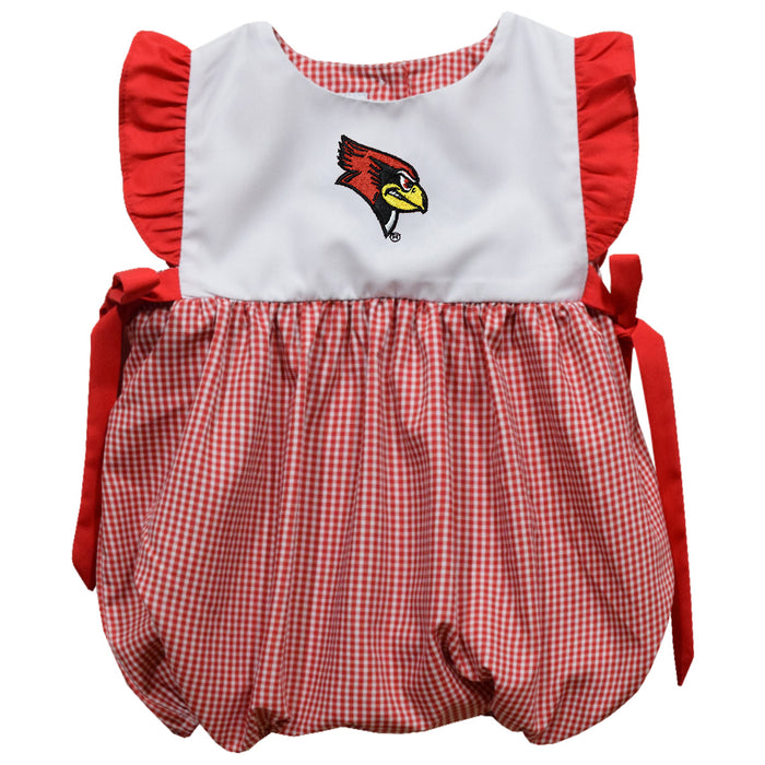 Illinois State University Redbirds Embroidered Cardinal Red Gingham Girls Bubble