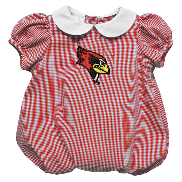 Illinois State University Redbirds Embroidered Cardinal Red Girls Baby Bubble Short Sleeve