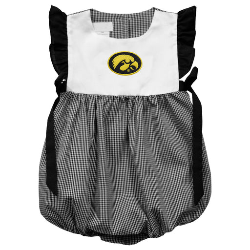 The University of Iowa Hawkeyes Embroidered Black Gingham Girls Bubble