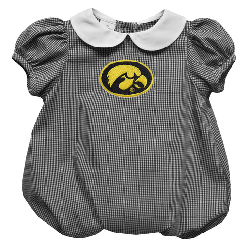 Iowa Hawkeyes Embroidered Black Girls Baby Bubble Short Sleeve