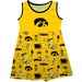 Iowa Hawkeyes Sleeveless Tank Dress Girls Gold Repeat Print Hand Sketched Vive La Fete Impressions