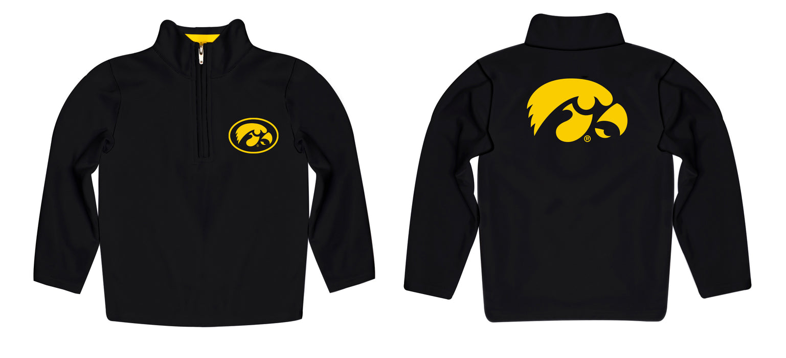 Iowa Hawkeyes Vive La Fete Game Day Solid Black Quarter Zip Pullover Sleeves