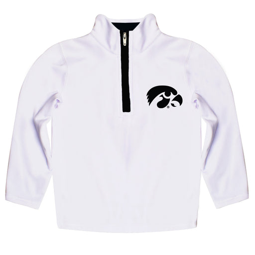 Iowa Hawkeyes Hand Sketched Vive La Fete Impressions Artwork  White Quarter Zip Pullover V1