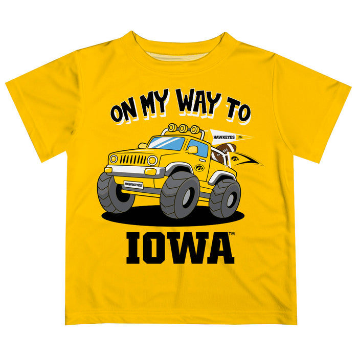 Iowa Hawkeyes  Vive La Fete Monster Truck Boys Game Day Gold Short Sleeve Tee