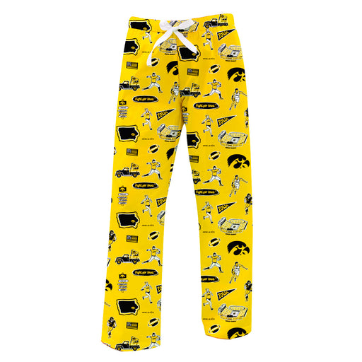 Iowa Hawkeyes Repeat Print Hand Sketched Vive La Fete Impressions Artwork Womens  Gold  Lounge Pants