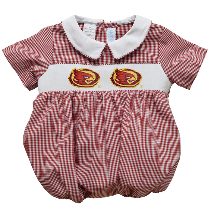 Iowa State Cyclones ISU Smocked Red Gingham Short Sleeve Boys Bubble - Vive La Fête - Online Apparel Store