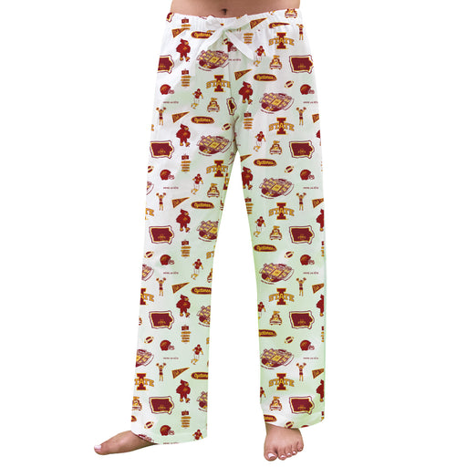 Iowa State Cyclones ISU Repeat Print Hand Sketched Vive La Fete Impressions Artwork Womens  White  Lounge Pants