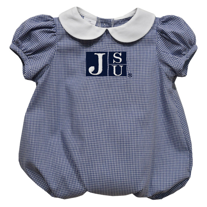 Jackson State University Tigers Embroidered Navy Girls Baby Bubble Short Sleeve