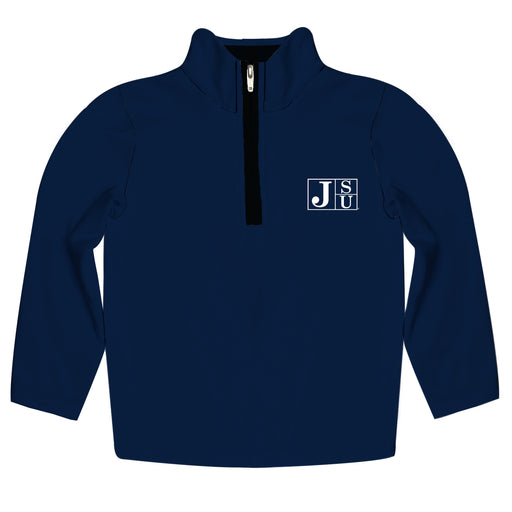 Jackson State University Tigers Hand Sketched Vive La Fete Impressions Artwork  Blue Quarter Zip Pullover V1