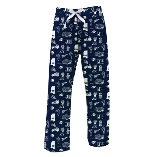 Jackson State University Tigers Repeat Print Hand Sketched Vive La Fete Impressions Artwork Womens  Blue  Lounge Pants