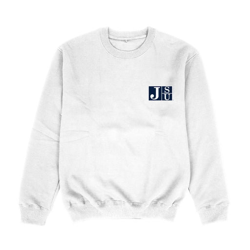 Jackson State University Tigers Hand Sketched Vive La Fete Impressions Artwork Womens  White Crewneck Sweatshirt