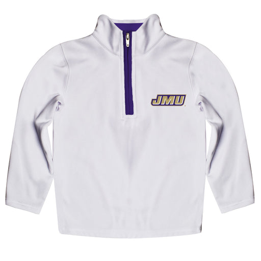 James Madison University Dukes Hand Sketched Vive La Fete Impressions Artwork  White Quarter Zip Pullover V1