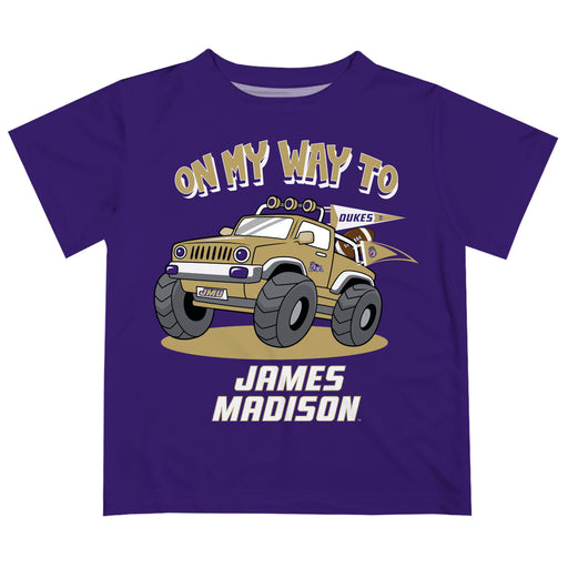 James Madison University Dukes  Vive La Fete Monster Truck Boys Game Day Purple Short Sleeve Tee