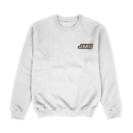 James Madison University Dukes Hand Sketched Vive La Fete Impressions Artwork Womens  White Crewneck Sweatshirt